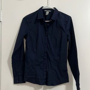 H&M Women’s Navy Blue Button Down Shirt Size 8